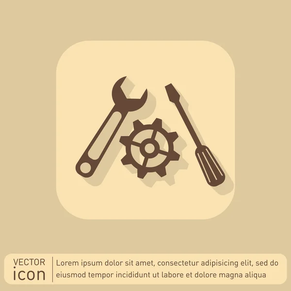 Rewdriver, cogwheel and wrench icon — стоковый вектор