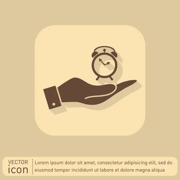 Mano sosteniendo el icono de alarma — Vector de stock