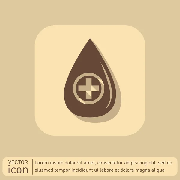 Drop with  cross. medical, blood icon — Stock Vector