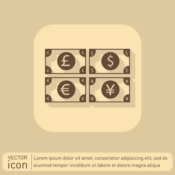 Un billet. symbole de la monnaie — Image vectorielle