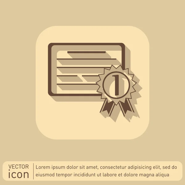 Diploma para el icono del primer lugar — Vector de stock