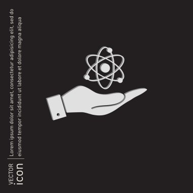 Atom, molekül simgesi tutan el