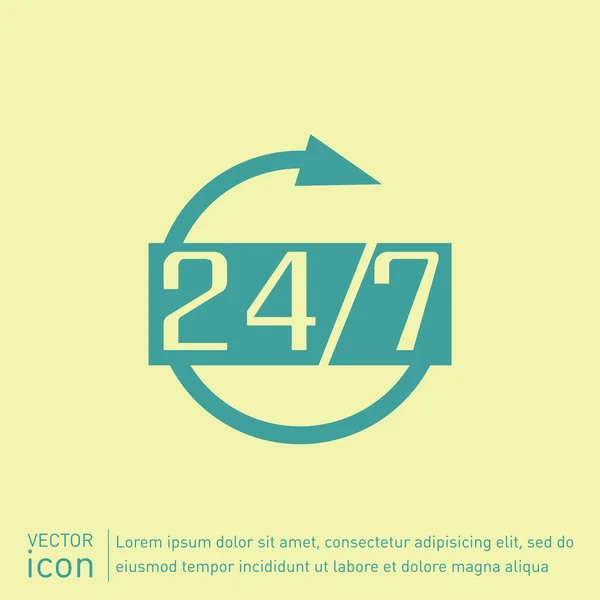 24 horas, 7 días icono — Archivo Imágenes Vectoriales