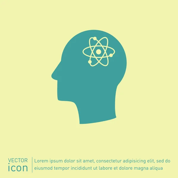 Head with  atom, molecule icon — Stock Vector