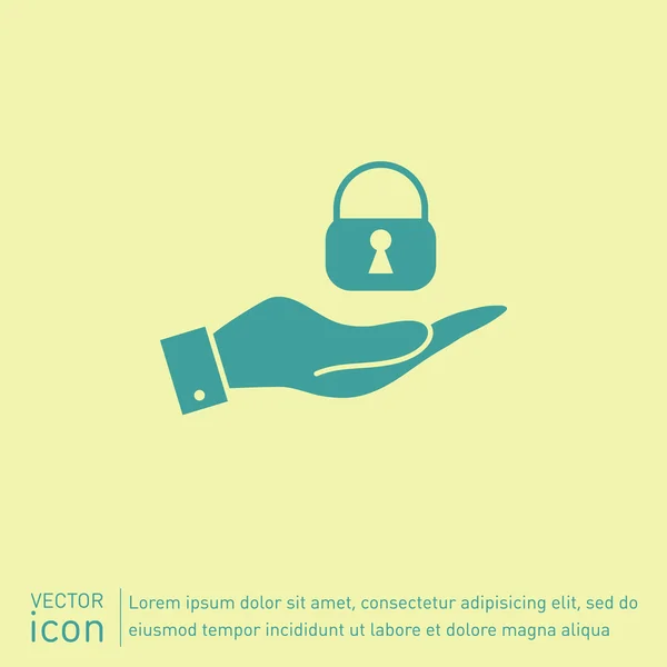 Hand holding   padlock icon — Stock Vector