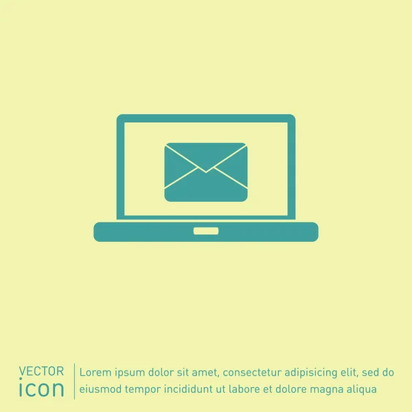 メールのアイコンが付いたラップトップ — ストックベクタ
