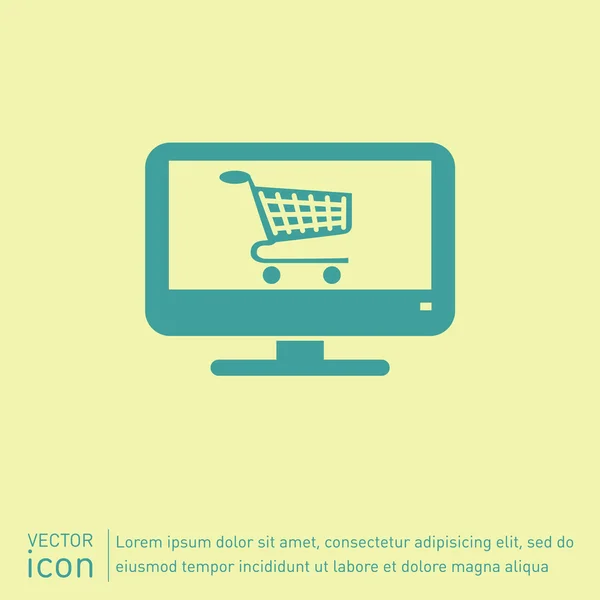 Monitor con icono de compras — Archivo Imágenes Vectoriales