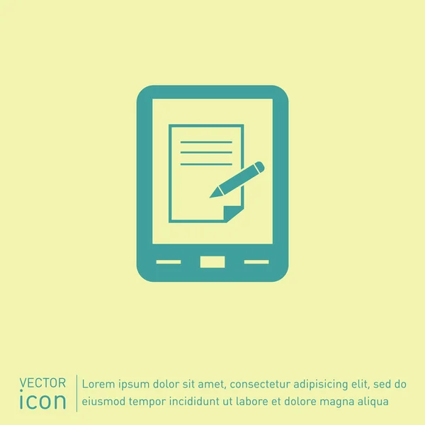 紙のアイコンのシートを搭載したタブレットします。 — ストックベクタ
