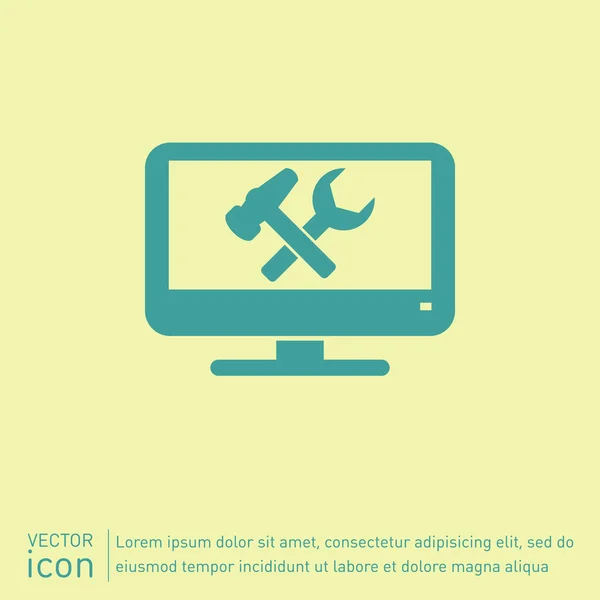 Monitor con símbolo de configuración — Archivo Imágenes Vectoriales