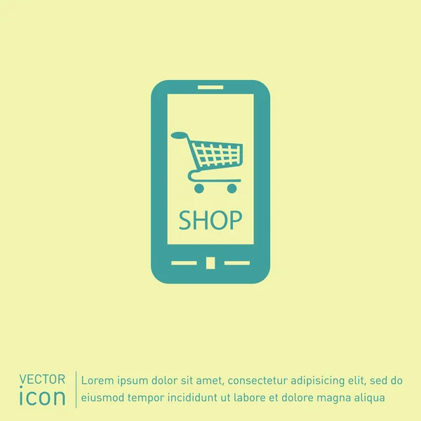 Smartphone avec icône shopping — Image vectorielle