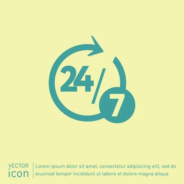 24 heures, icône de 7 jours — Image vectorielle