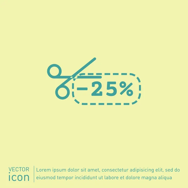 Kortingsbon met schaar pictogram — Stockvector