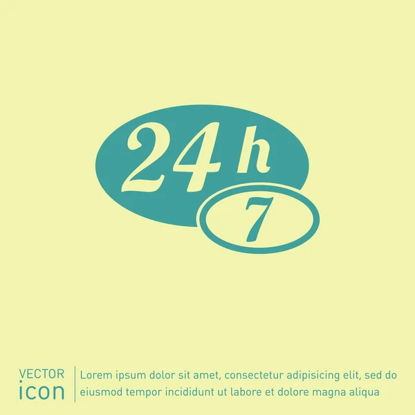 24 uur, 7 dagen pictogram — Stockvector