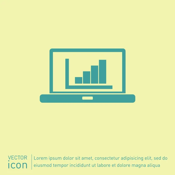 Laptop met zakelijke diagram pictogram — Stockvector