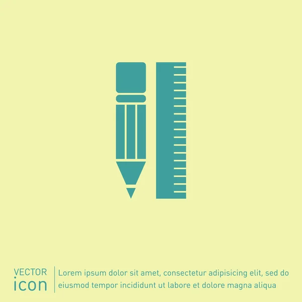 Liniaal en potlood. geometrie pictogram — Stockvector