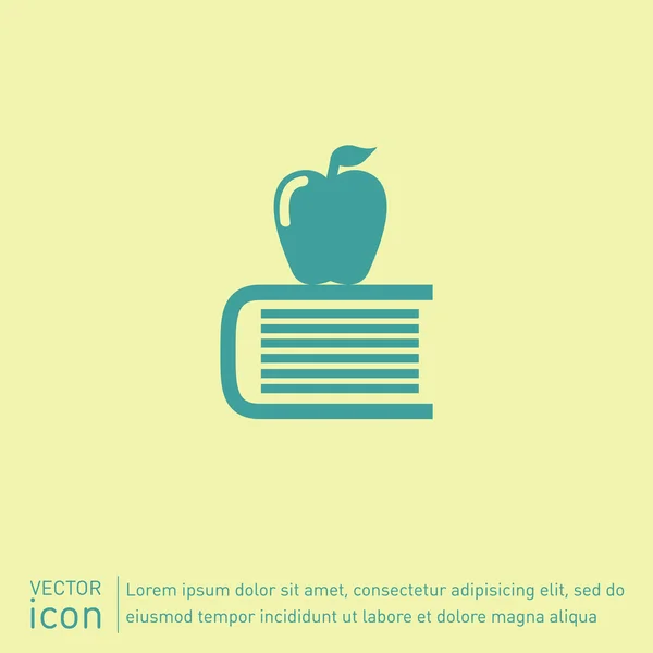 Könyv és apple ikonra. Oktatás-jel — Stock Vector