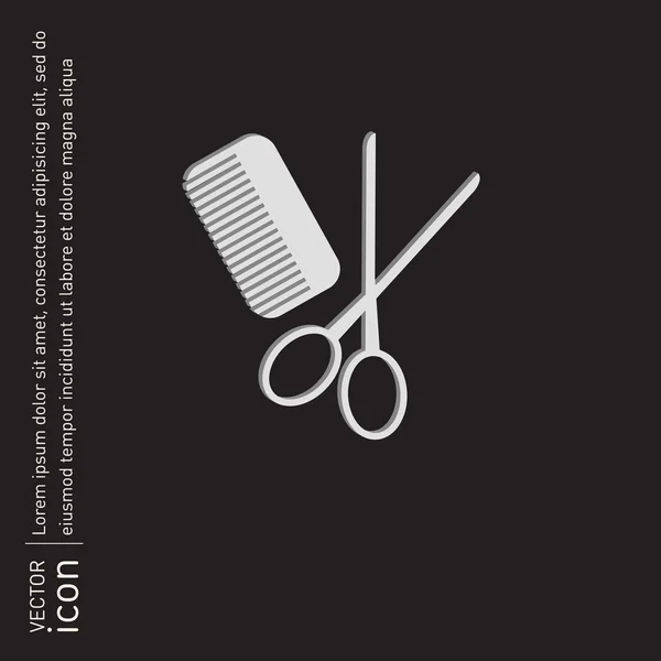Peine, tijeras. icono de la peluquería — Vector de stock