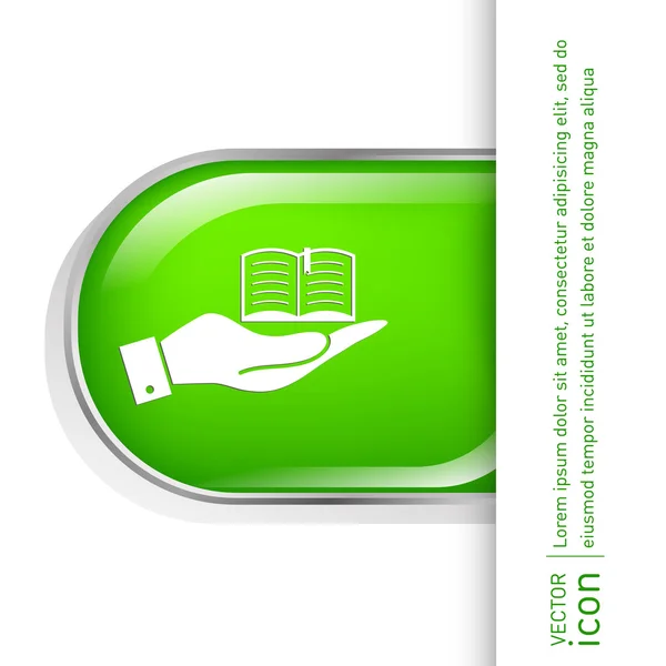 Hand holding   open book sign — Stock Vector