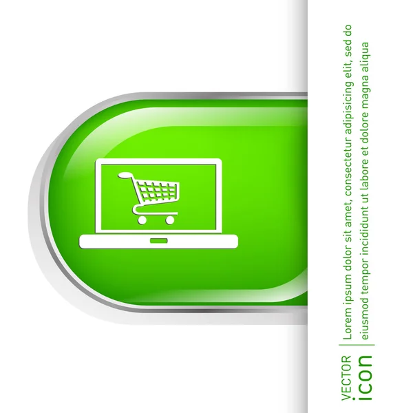 Laptop with  shopping cart icon — Stock Vector