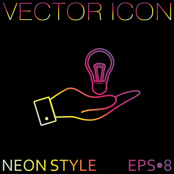 Ruka držící žárovky ikonu — Stockový vektor