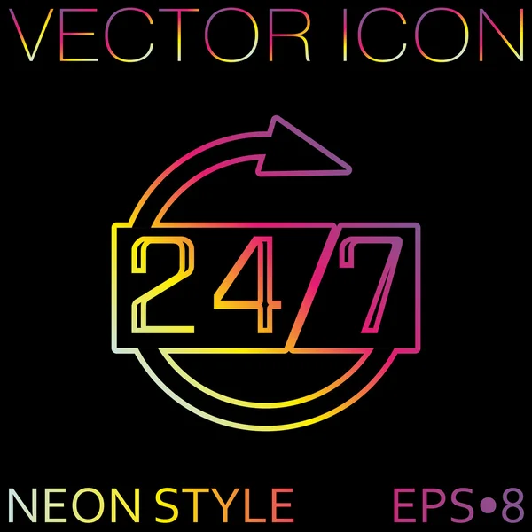 24 horas, 7 días icono — Vector de stock