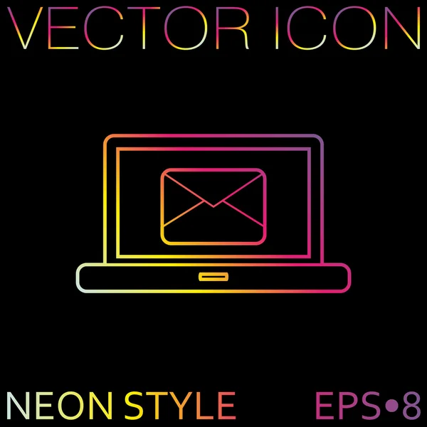 Laptop med ikonen e-post — Stock vektor