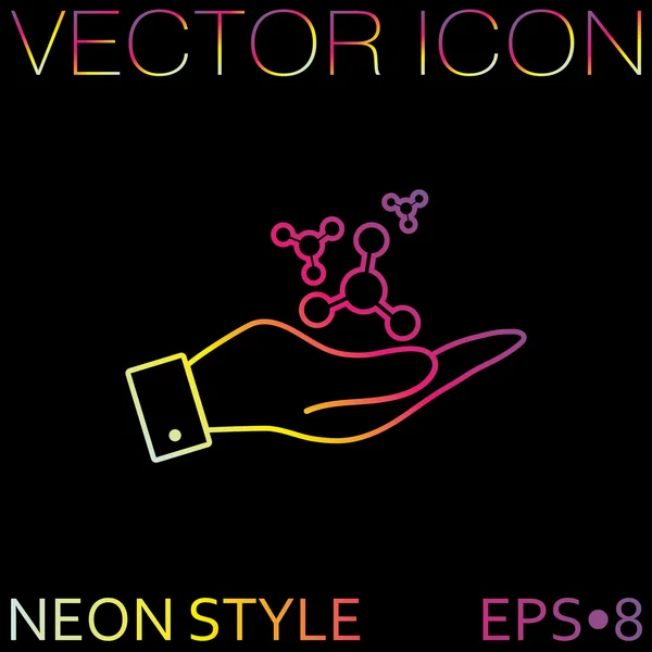 Hand holding  atom, molecule icon — Stock Vector