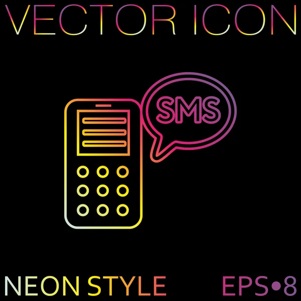 Smartphone con icono sms — Vector de stock