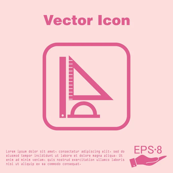 Governante, transferidor. ícone de geometria — Vetor de Stock