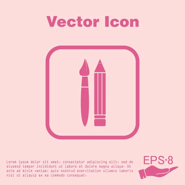 Štětec a tužka. kreslení ikon — Stockový vektor