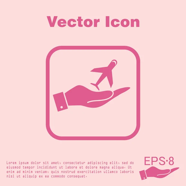 Hand som håller ett flygplan symbol — Stock vektor