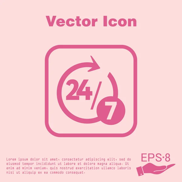 24 horas, 7 días icono — Vector de stock