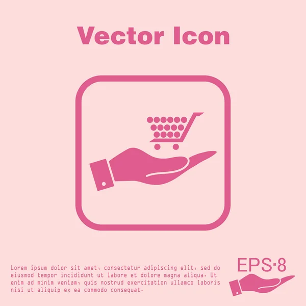 Mano sosteniendo icono de compras en línea — Vector de stock