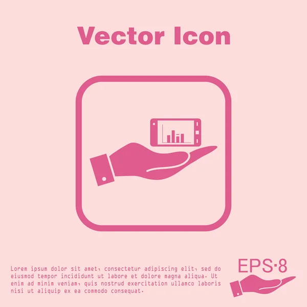 Mão segurando smartphone com diagrama . — Vetor de Stock