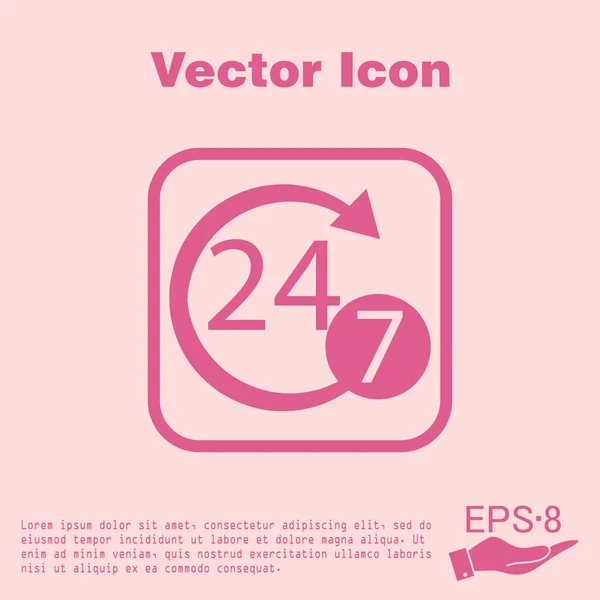 24 horas, 7 días icono — Vector de stock