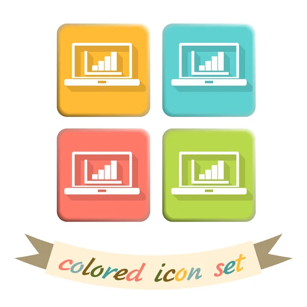 Ordinateur portable avec diagramme de symbole — Image vectorielle