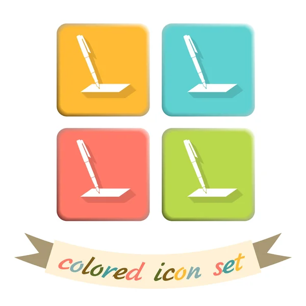 Pen  writing on   paper icons. — Stock Vector