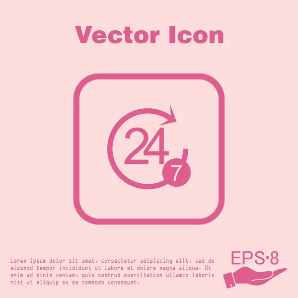 24 horas, 7 días icono . — Vector de stock