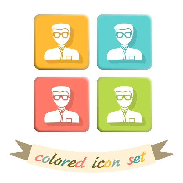 Icon image guy in glasses and tie — Stock Vector