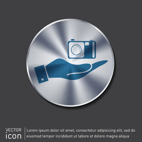 Hand holding   photo camera icon — Stock Vector