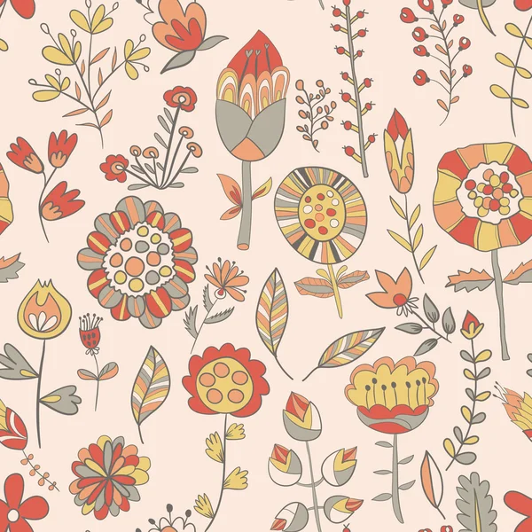 Patrón de flores dibujado a mano lindo garabato — Archivo Imágenes Vectoriales