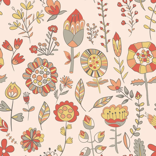 Blumenmuster handgezeichnet niedliches Doodle — Stockvektor