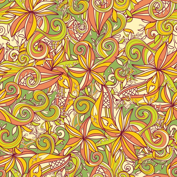 Abstrato padrão floral onda desenhada à mão — Vetor de Stock