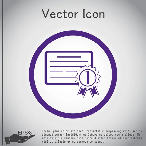 Diploma para el icono del primer lugar — Vector de stock