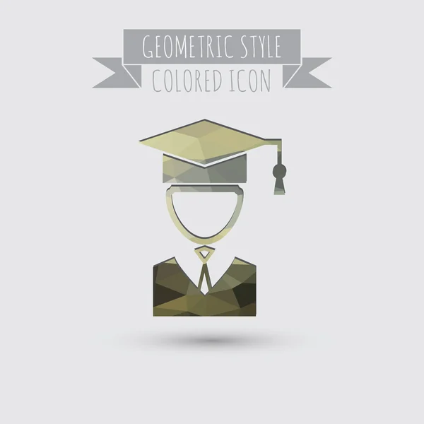 Estudante em ícone chapéu de graduação — Vetor de Stock