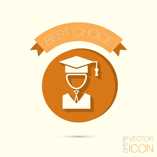 Student v ikonu klobouk absolvent — Stockový vektor