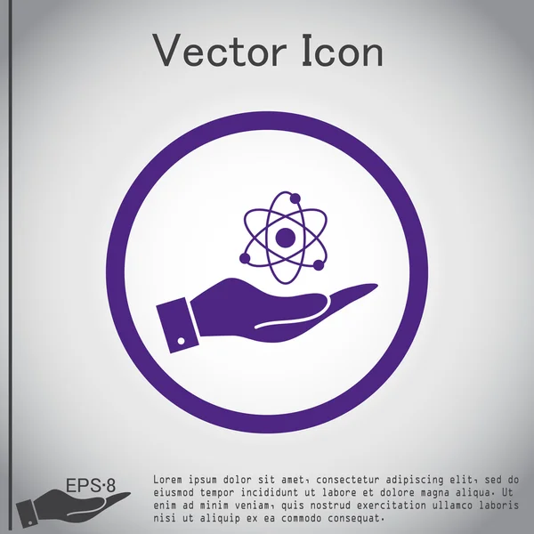 Atomo a mano, icona della molecola — Vettoriale Stock