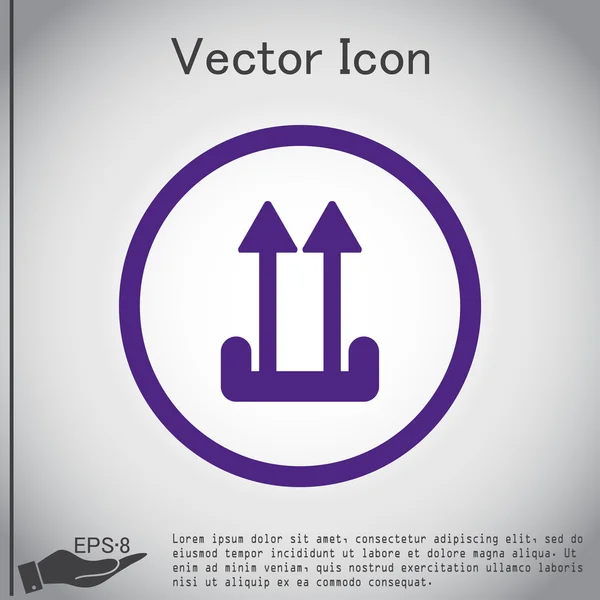 Křehké symbol šipka nahoru. logistická ikona — Stockový vektor