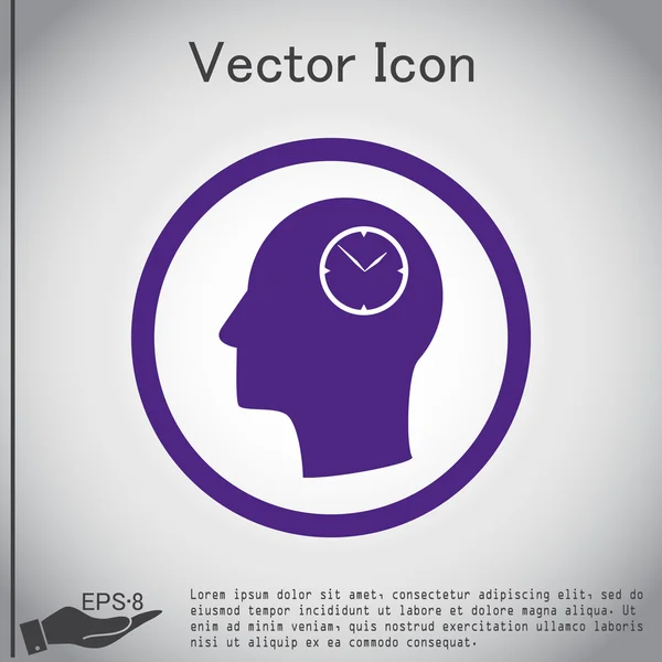 Hoofd met klokpictogram — Stockvector