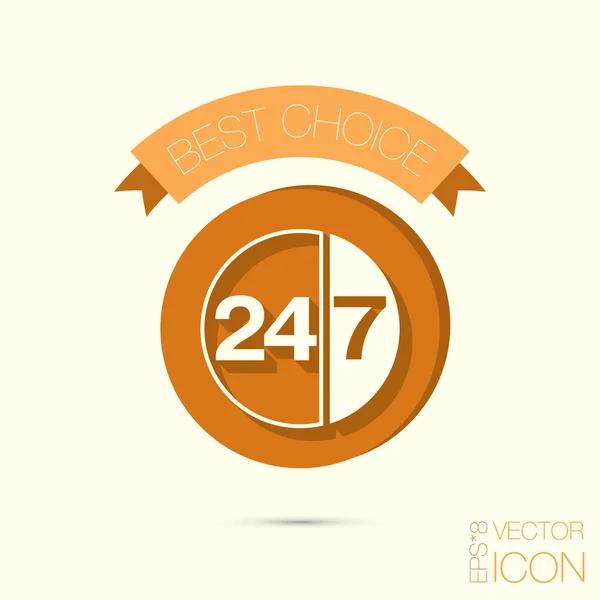 24 hours, 7 days icon — Stock Vector